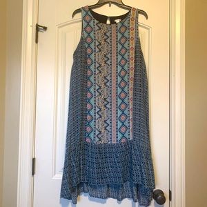 Xhilaration boho print ruffle trim dress
